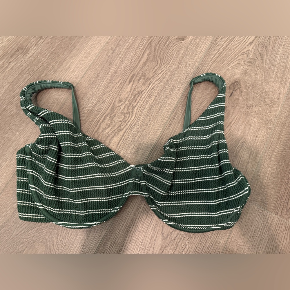 Abercrombie & Fitch Green Striped Bikini Top